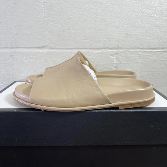 Aeyde Sandals Beige Leather Slide Slip On Women's 39 EU/8 UK Made In Italy - Picture 4 of 12